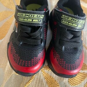 Skechers Flex-Glow Bolt Black and Red Toddler Sneakers
NWOT